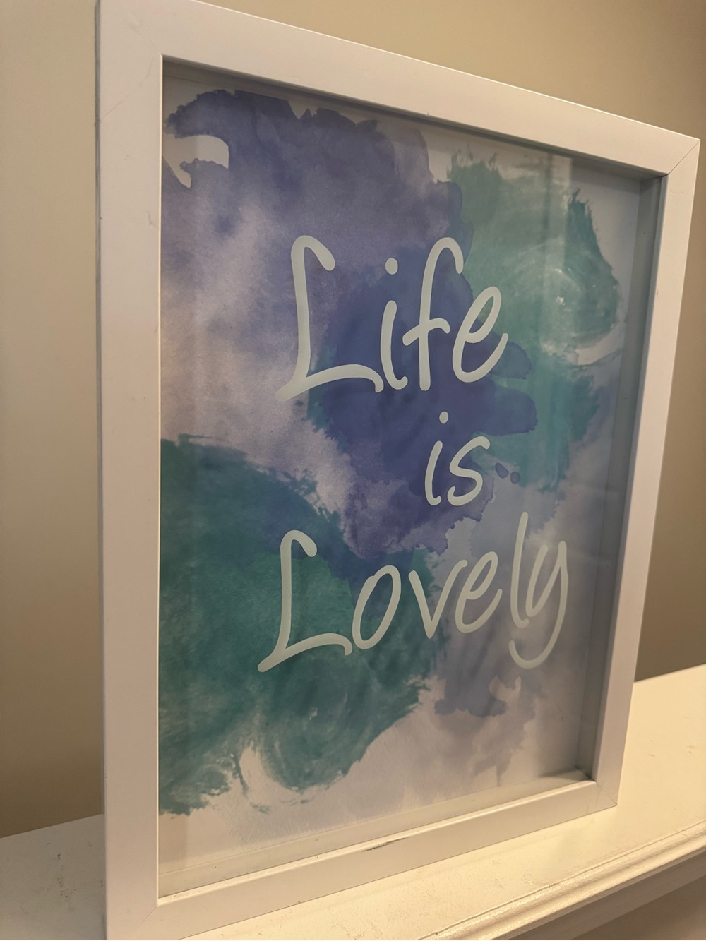 Life is Lovely Framed Wall Art - Blue & Teal Watercolor